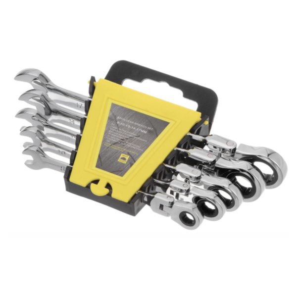 Flexible Ratchet Wrench Set 5Pcs 8-17mm Metric Flex-Head Ratcheting Combination Wrenches  NC-6052